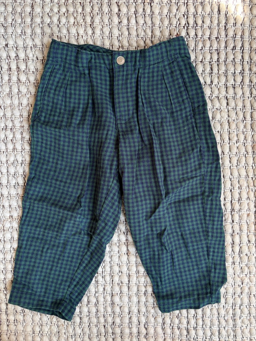 ARKET Kids Green & Navy Check Gingham Flannel Trousers – 2–3 Years / 98cm